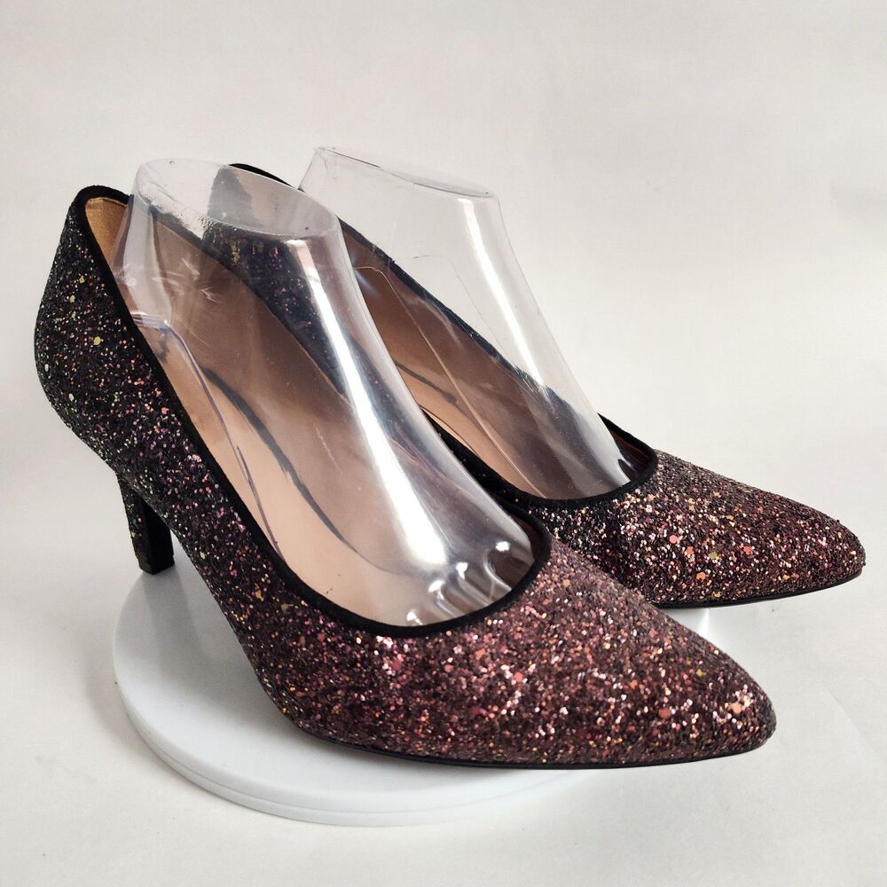 Steve Madden Glitter Pointed-Toe Kitten Heels in Multicolor Sparkle